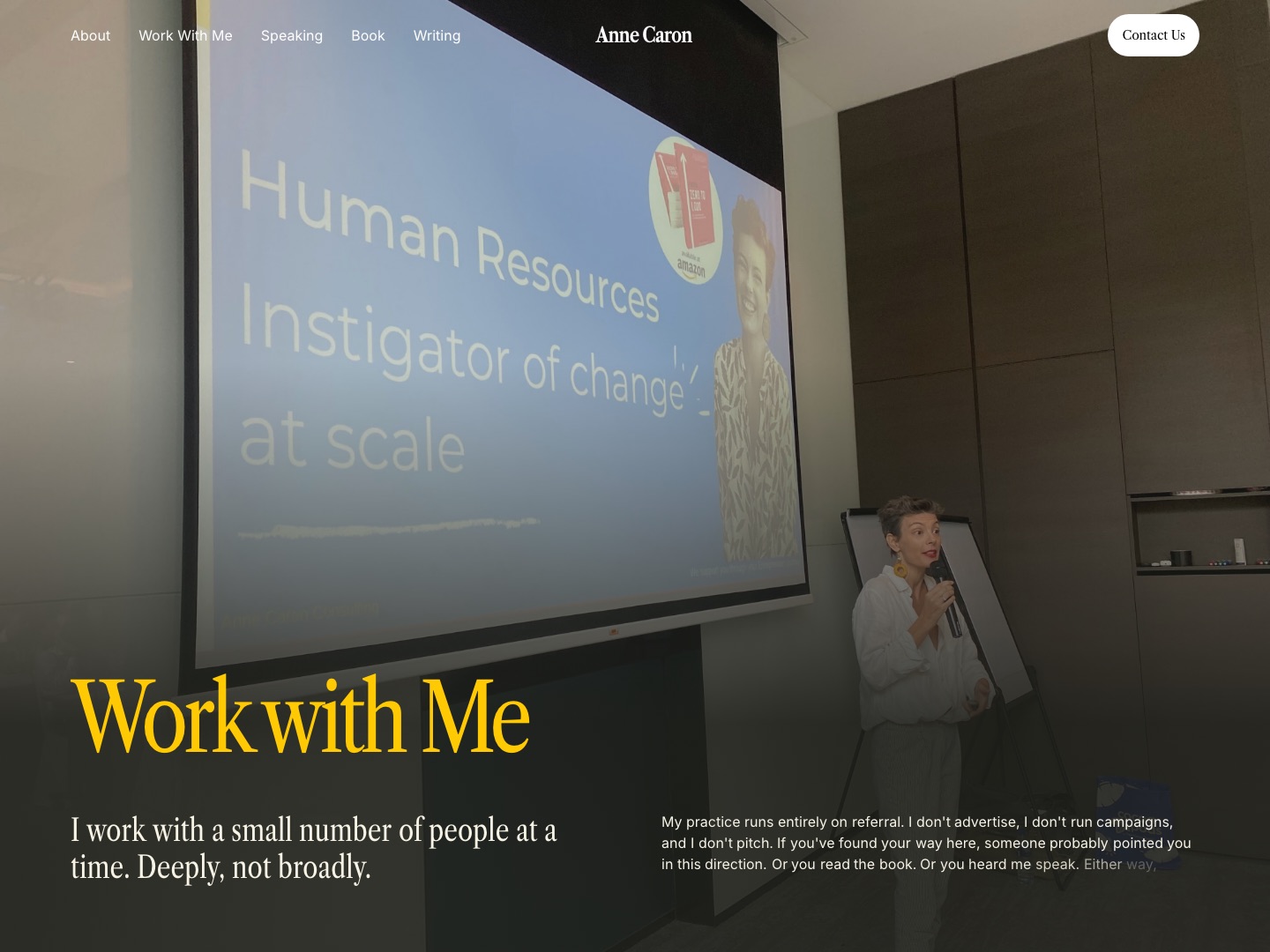 The Work With Me page