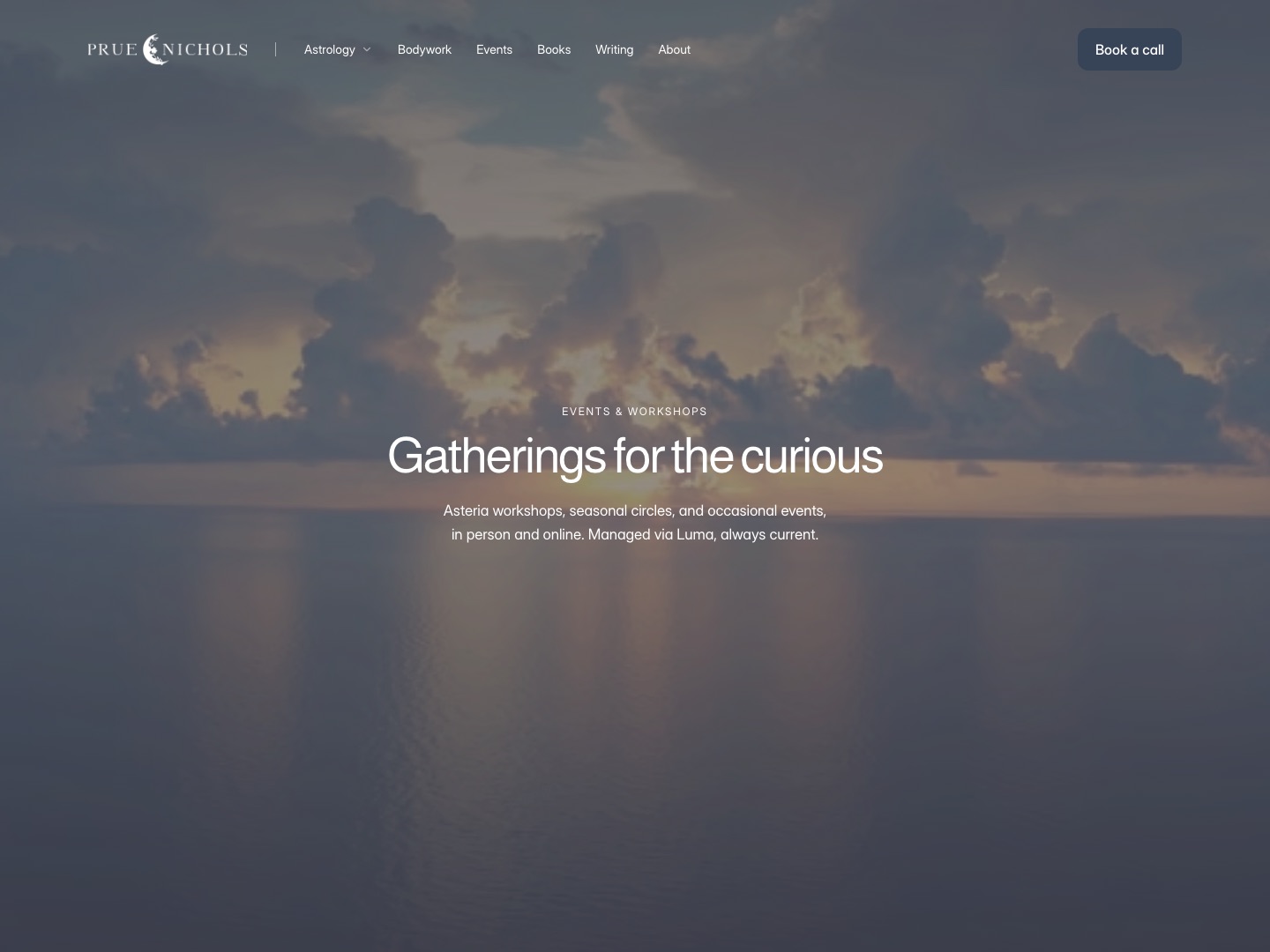 The events and workshops page