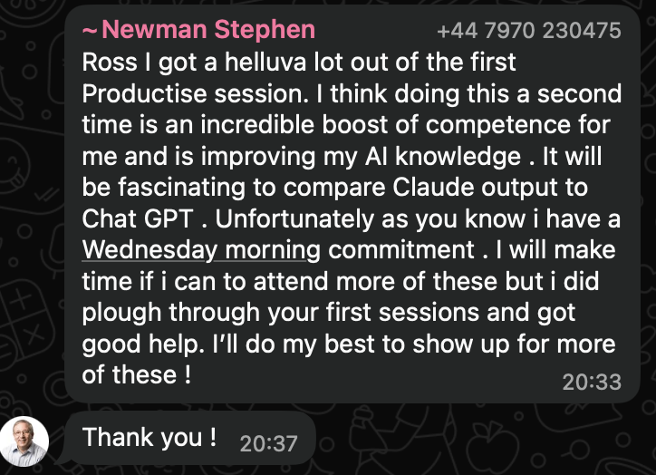 Feedback screenshot