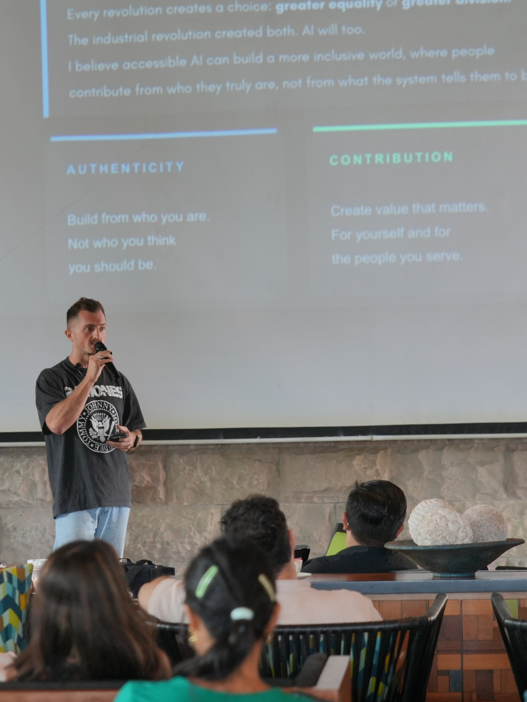Ross Power on stage at a live event